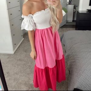 Never worn dress/ pink and white